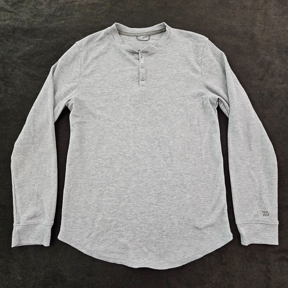 All in Motion Gray Long Sleeve Cotton Blend Thermal Henley T-Shirt Women's S